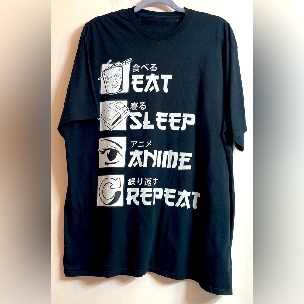 Eat Sleep Anime Repeat Shirt Men Medium Pop Culture Graphic.